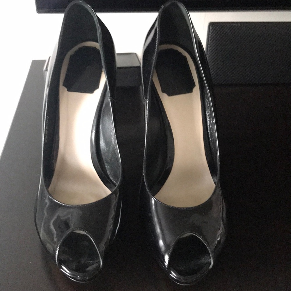 Dior Black Patent Leather Peep Toe Shoes